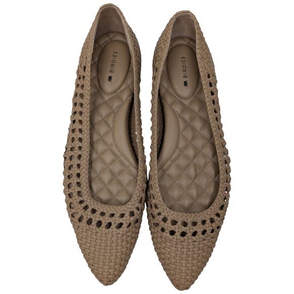 Birdies Goldfinch Woven Flats Womens Beige Slip On Shoes Leather Lined Size 8 - Picture 7 of 11